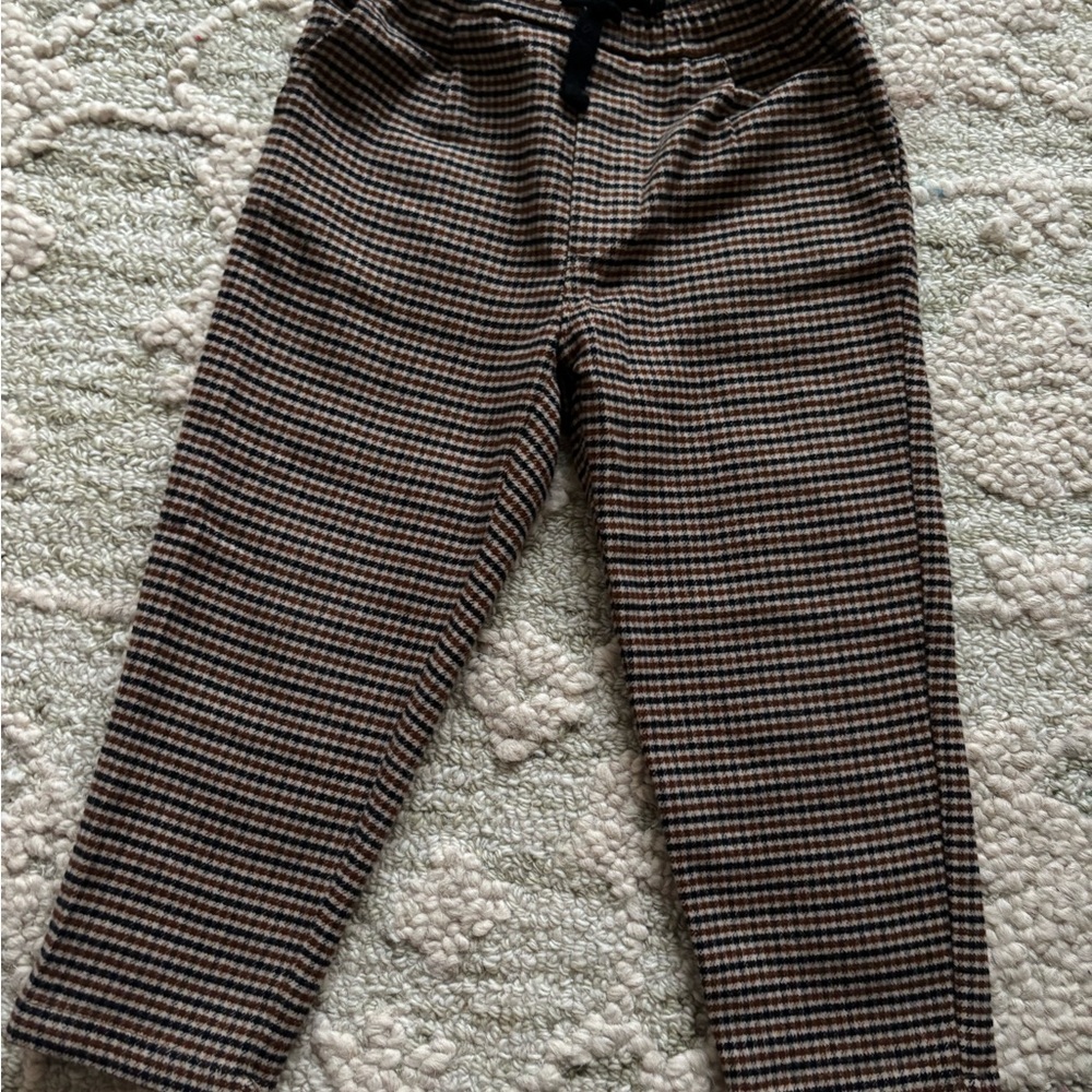 Zara Kids Brow and Black Checkered Pants
